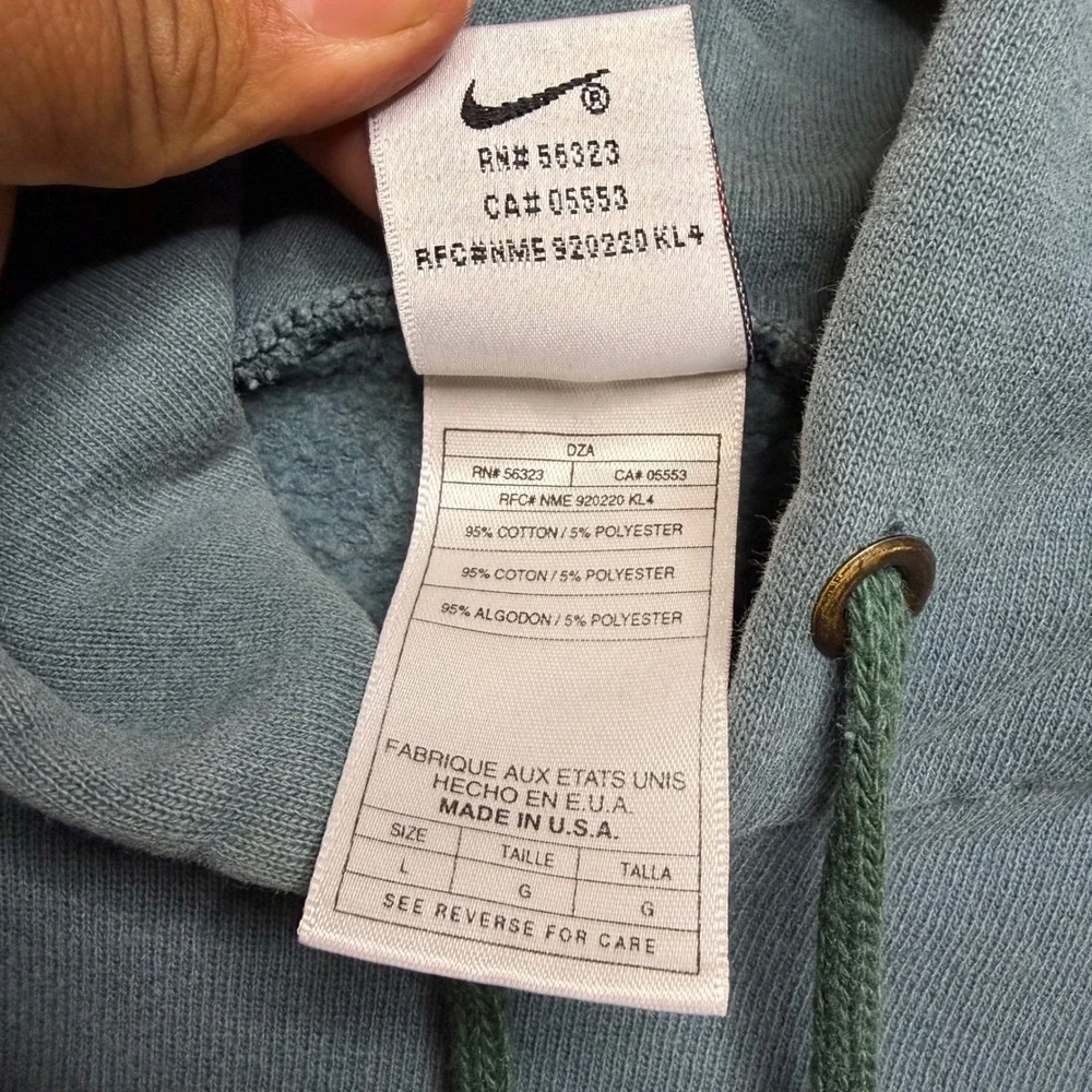 Nike Hoodie Mens Large Green Vintage 90s Made in USA Embroidered Swoosh Faded
